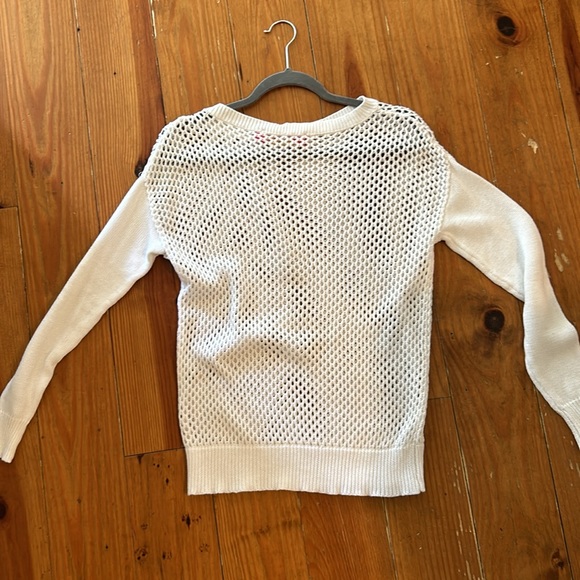 White open knit sweater with long sleeves - Picture 2 of 3
